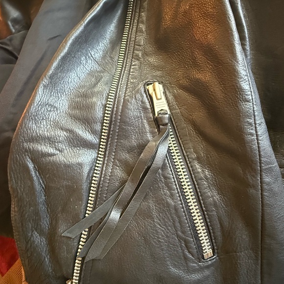 All Saints Dark Leather Moto Jacket - Picture 12 of 13